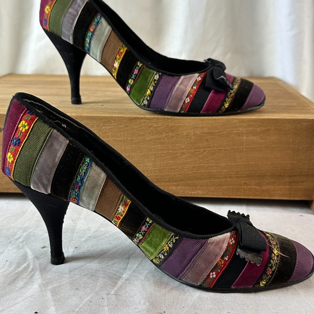 Feldman Colorful Ribbon Kitten Heel Size 8.5 - Picture 3 of 5
